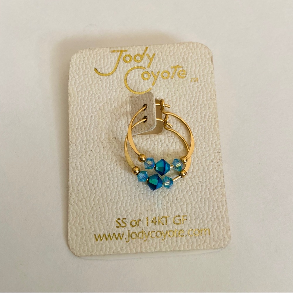 Jody Coyote beaded hoop earrings 14k gold filled